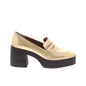 Akaada Yoko Gold Patent Leather Chunky Loafers